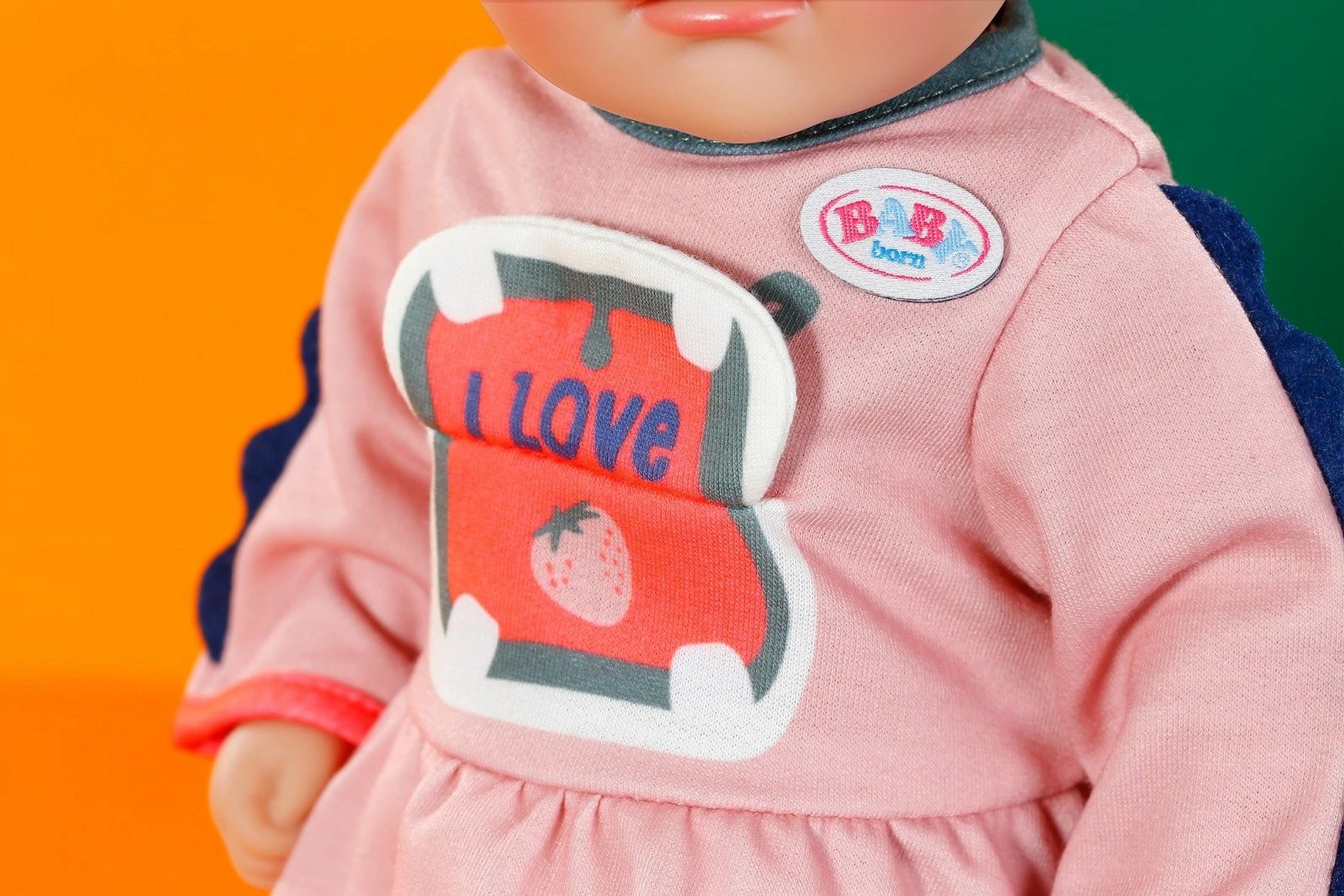 Rroba për kukull, Baby Born, Jungle Dress 36 cm, me mëngë të gjata dhe geta me vija, MPN 838129-116725, rozë/neblu/bardhë, set 2-pjesësh