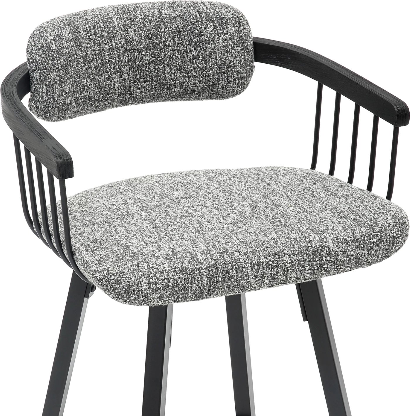 Karrige për bar rrotulluese LANG FH9990.02, kornizë metali e zezë, pëlhurë gri, 51.5x48.5x89.5H cm