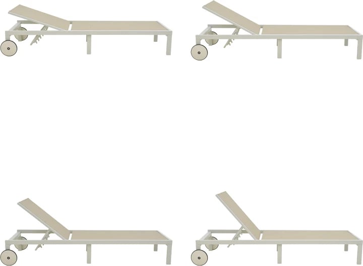 Shezlong Mailo, alumin i bardhë, tekstilene bezhë, 71x206x30cm