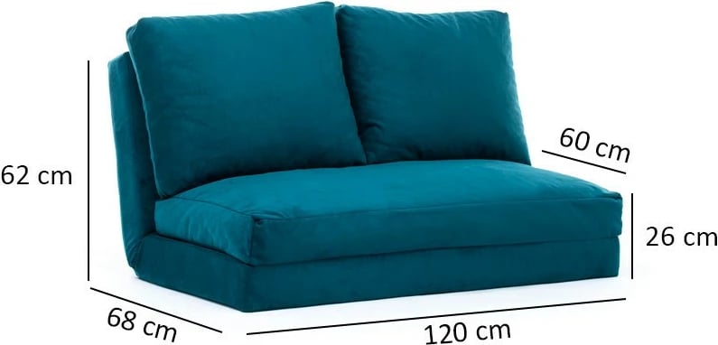 Divan-krevat 2 vende, Atelier del Sofa, Taida, ngjyrë jeshile petrol
