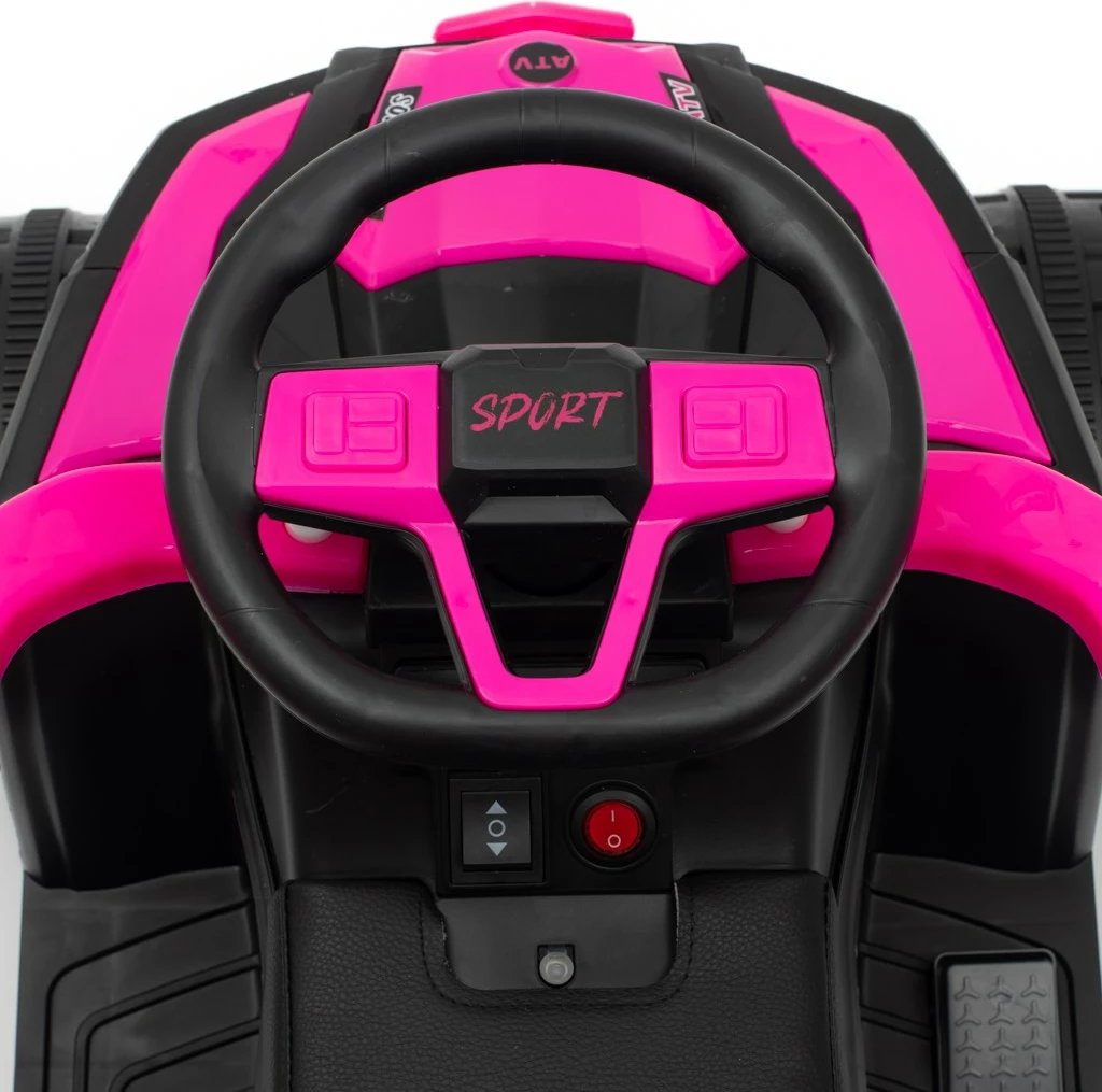 makinë lodër elektrike ride-on, Baby Mix, Ruggy, motor 18W 6V, me shufër shtytëse prindërore, kapacitet 30 kg, rozë