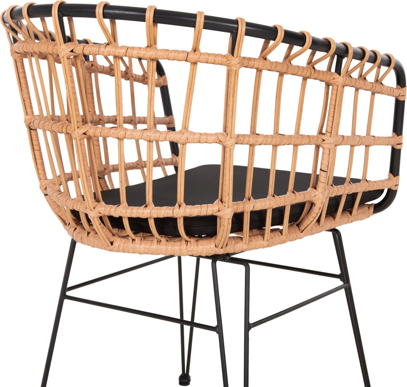 Karrige për jashtë ALLEGRA FH5456.11 metalike & jastëk ngjyrë e zezë - Wicker bezhë 58x61x81Hcm