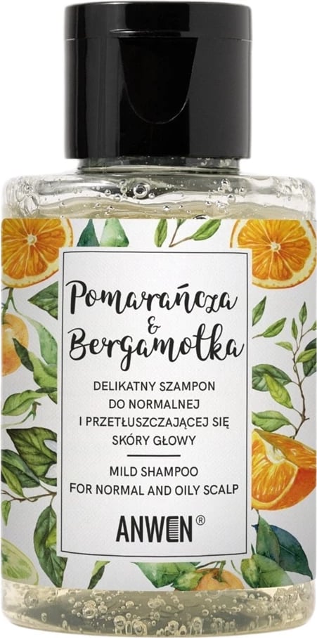 Shampon për femra Anwen Delicate për skalp normal dhe të yndyrshëm Orange & Bergamot, 50ml