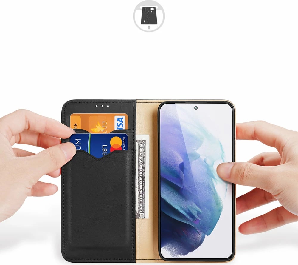 Mbështjellës Dux Ducis Hivo për Samsung Galaxy S22+, lëkurë natyrale, me xhepa, i zi Mbështjellës Dux Ducis Hivo për Samsung Galaxy S22+, lëkurë natyrale, me xhepa, i zi