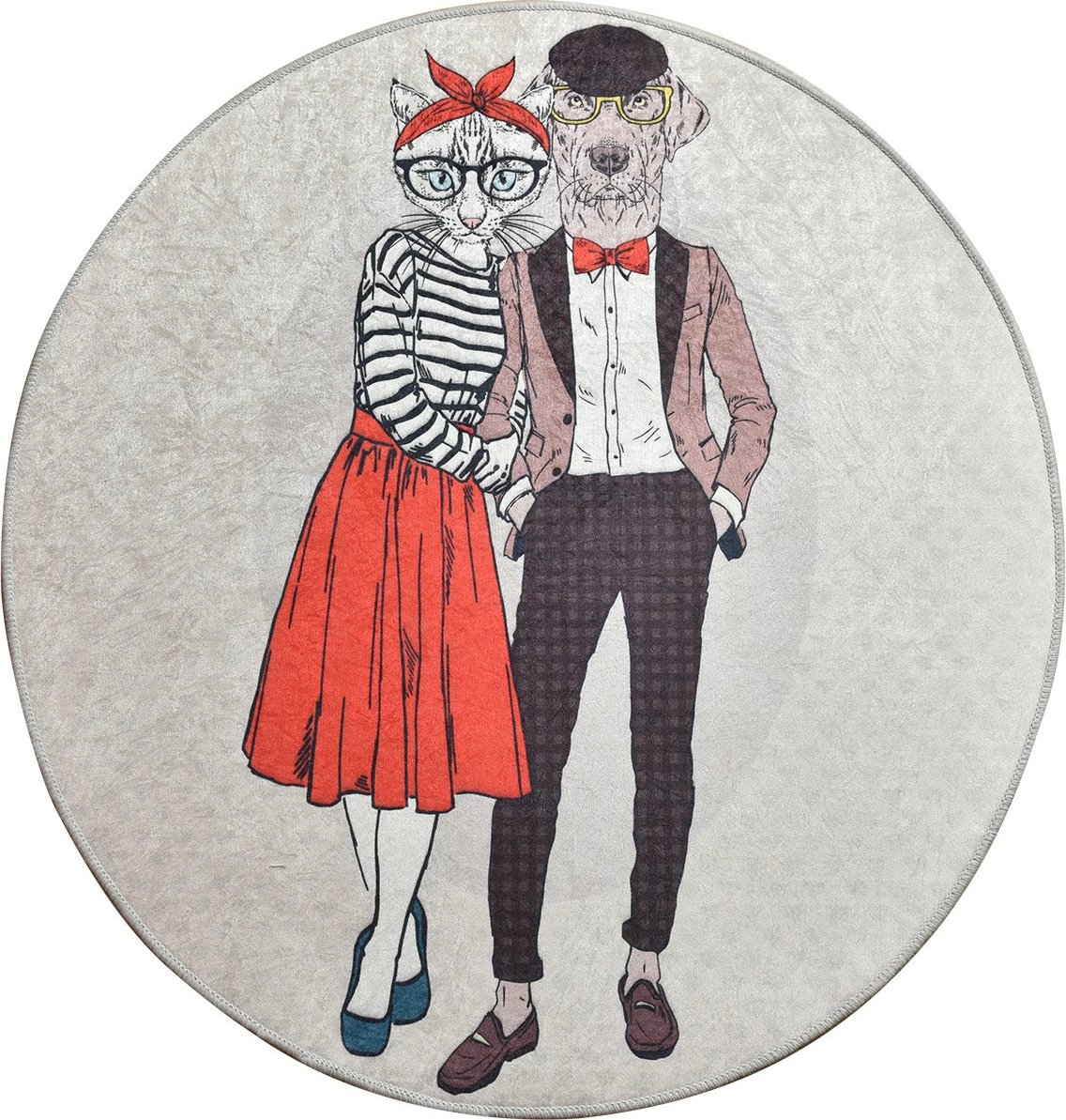 Qilim rrumbullak, dizajn çift, shumëngjyrësh, 100 cm Qilim rrumbullak, dizajn çift, shumëngjyrësh, 100 cm