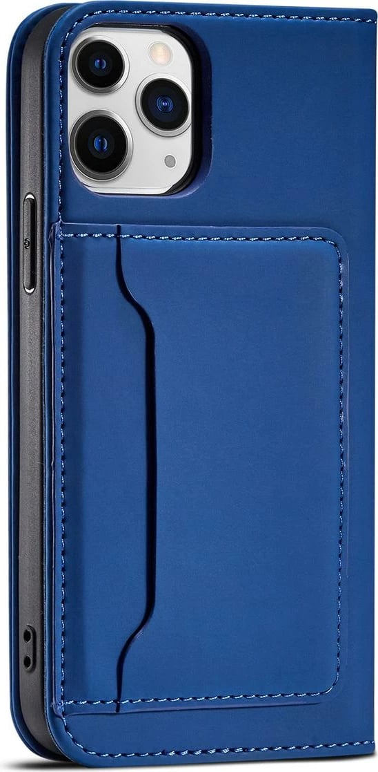 Mbështjellës Hurtel Magnet Card Case për iPhone 12 Pro Max, me kapak, portofol dhe mbajtëse, Blu