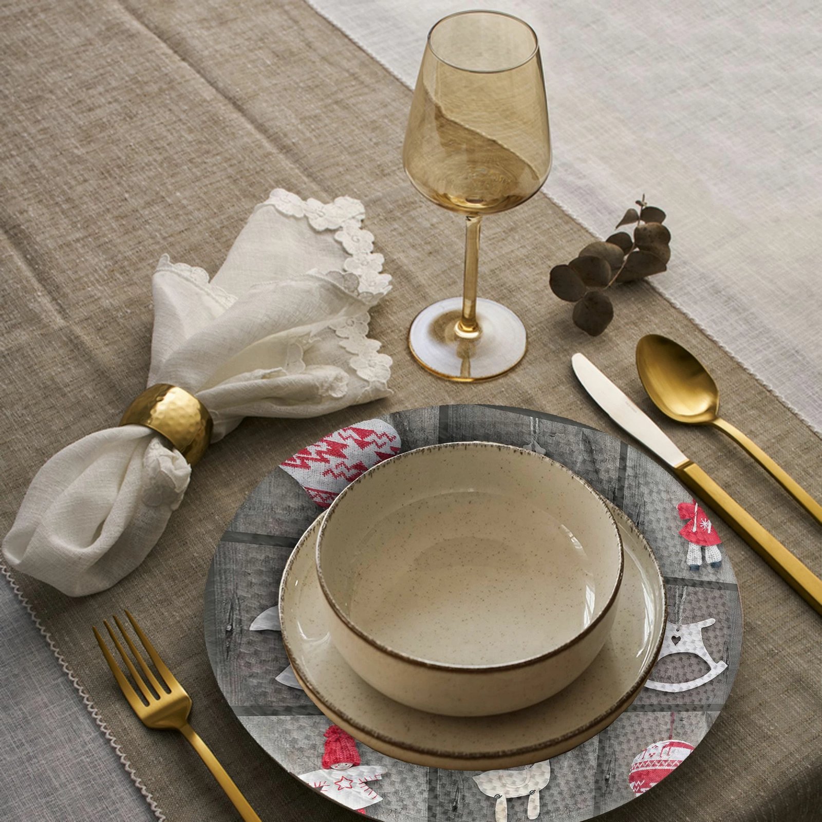 Set 4 copë mbrojtëse tavoline Hermia Concept, shumëngjyrëshe, 37cm