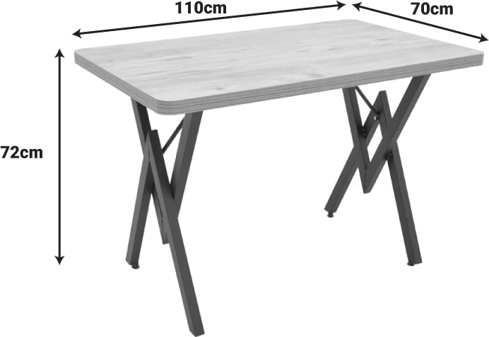 Tavolinë Vertex, ngjyrë lisi, këmbë metalike të zeza, 110x70x72cm