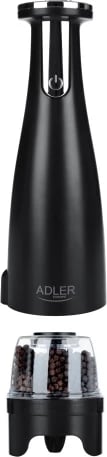 Mulli elektrik për kripë dhe piper, Adler AD 4449, rregullim trashësisë, kapacitet 150 ml, bateri 1500mAh, USB-C, e zezë mat, set 3 mullinj