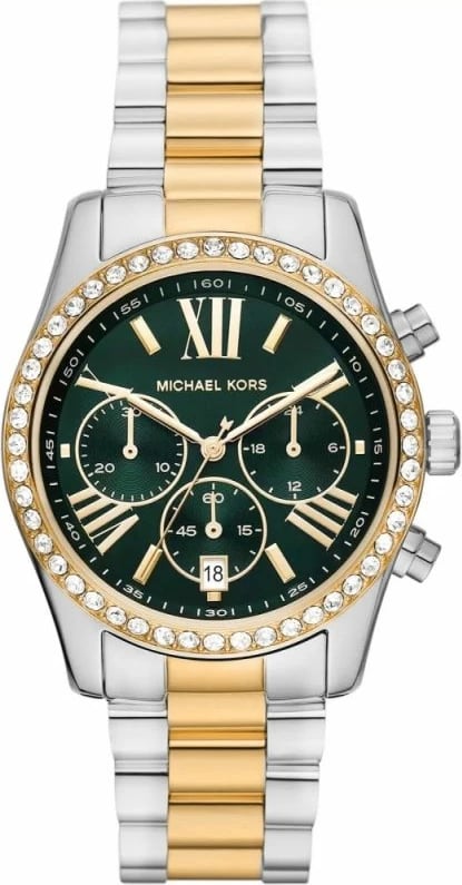 Orë dore për femra Michael Kors, argjendtë-ari me të gjelbërt