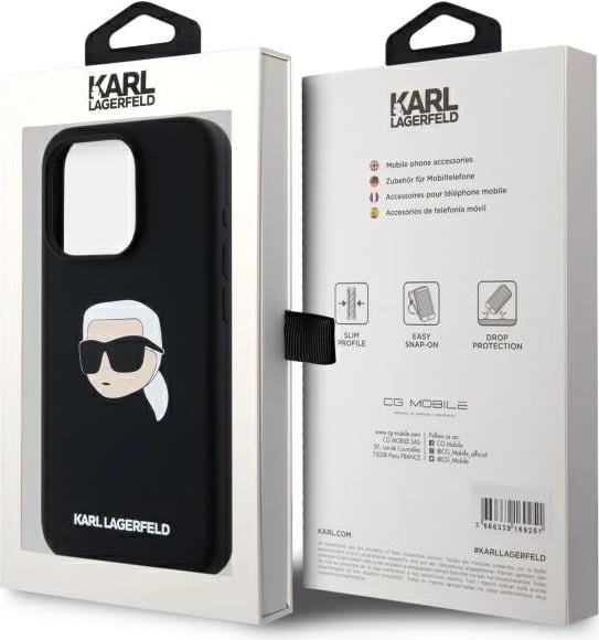 Mbështjellës Karl Lagerfeld KLHMP15XSKHPPLK për iPhone 15 Pro Max 6.7", silikon, MagSafe, i zi