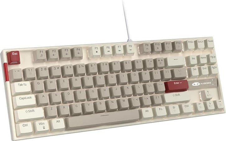 Tastierë mekanike MageGee MK-STAR, 87 taste, Brown Switch, me kabllo, Bardhë-Gri
