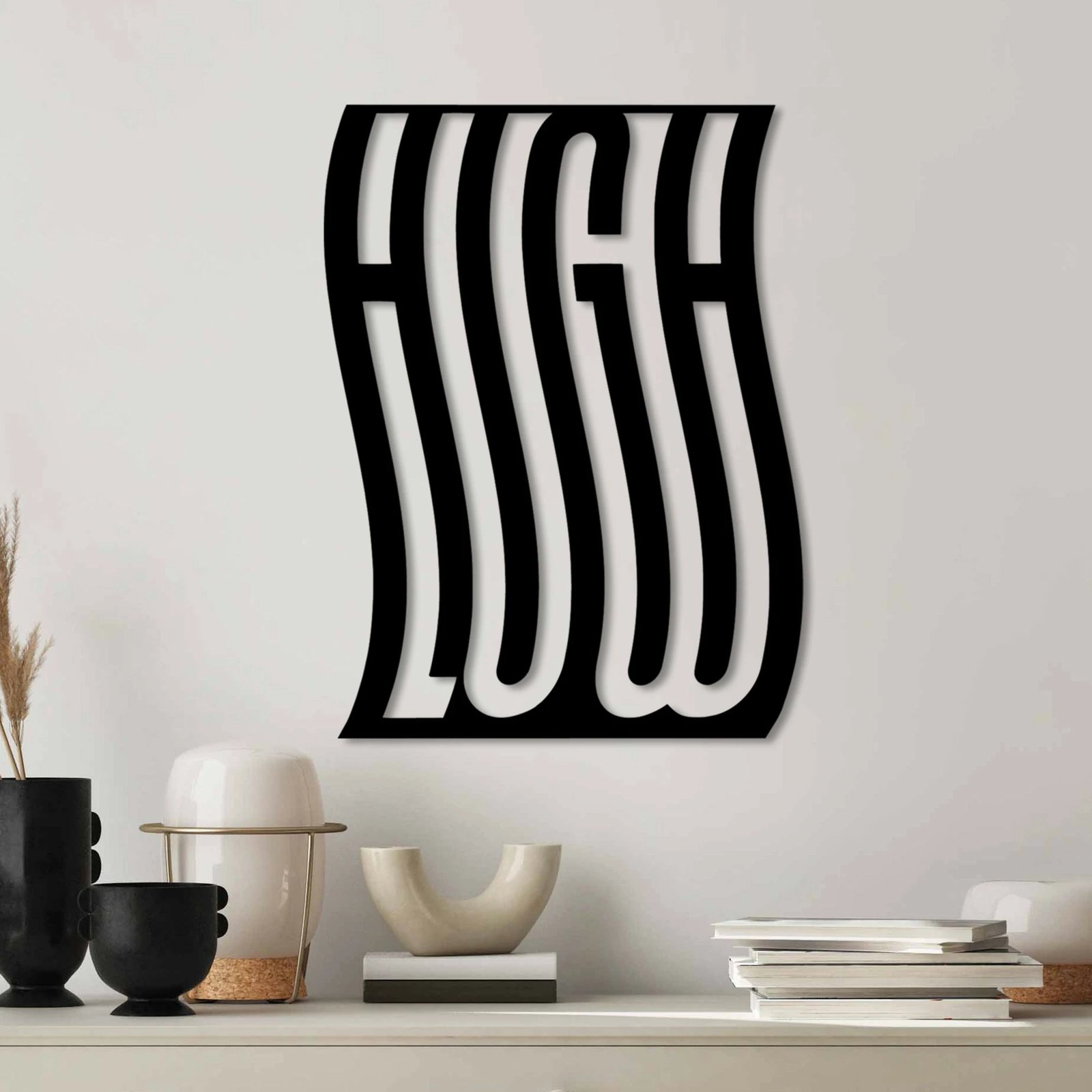 Aksesor dekorativ metalik për mur Wallity, High Low, ngjyrë e zezë