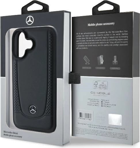 Mbështjellës Mercedes Leather Urban për iPhone 16, i zi