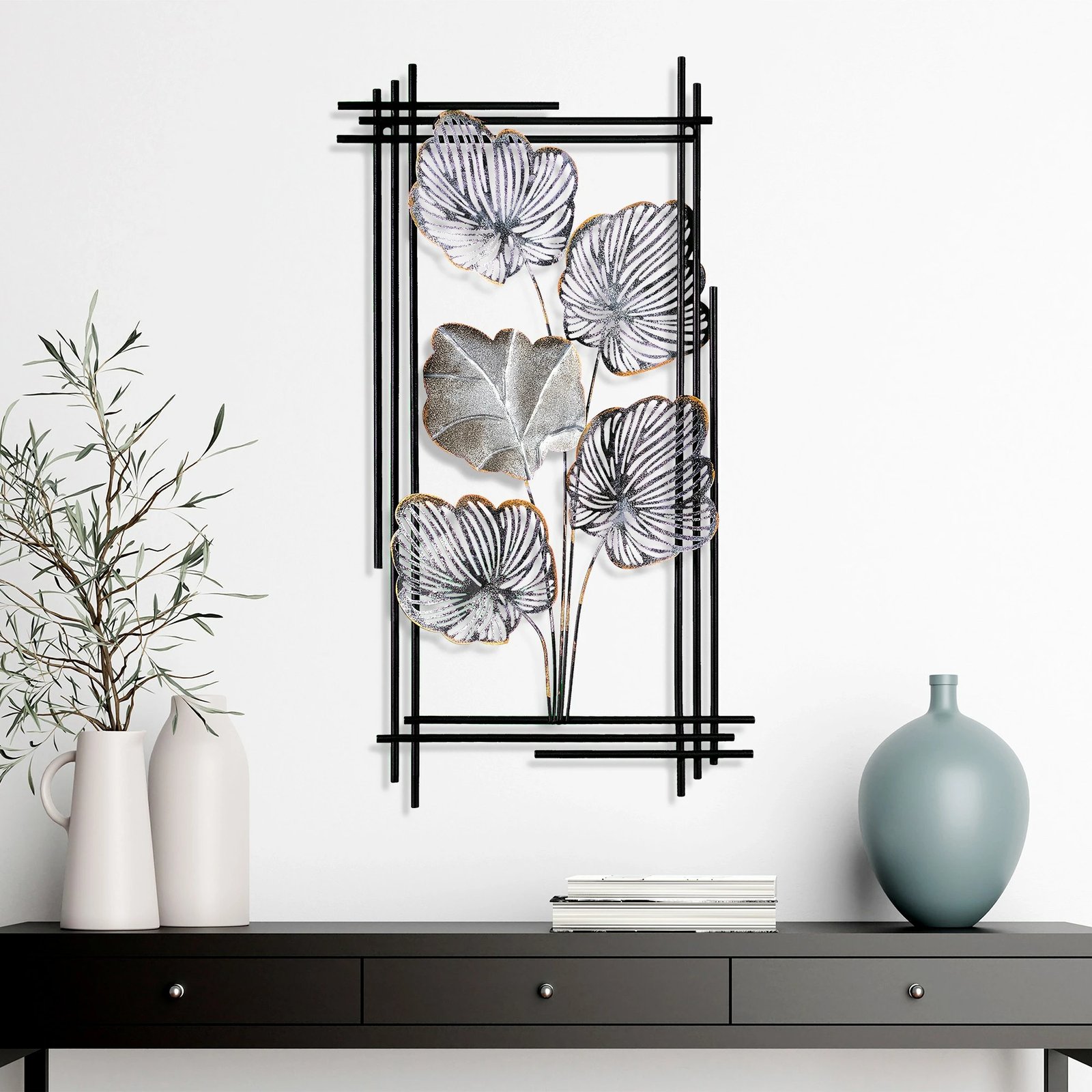 Aksesor dekorativ metalik për mur Wallity, Daiyu 2, shumëngjyrësh, 48x87x4cm