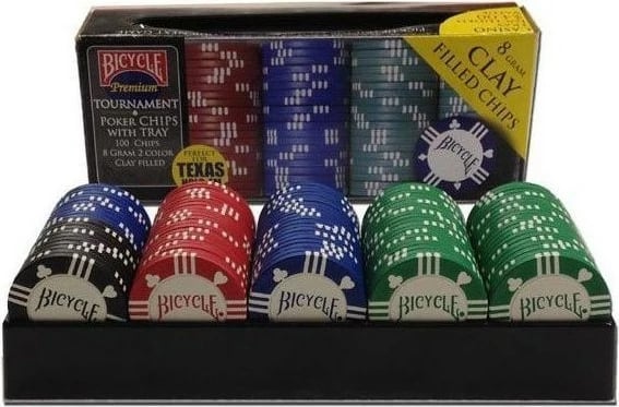 Set çipsash pokeri Bicycle 100 copë, 8g, shumëngjyrëshe