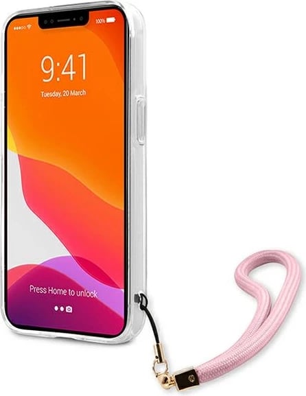 Mbështjellës Guess GUHCP13XKCABPI për iPhone 13 Pro Max 6.7", Camo Strap, Rozë