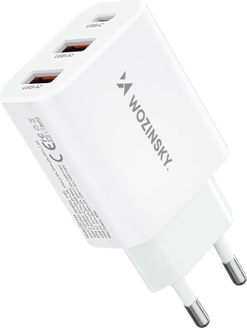 Karikues muri Wozinsky CWCUCW, 30W, 1x USB-C, 2x USB-A, i bardhë