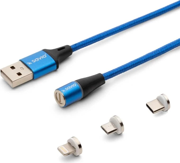 Kabllo USB Savio CL-157, 2m, USB 2.0, USB C/Micro USB/Lightning, Kaltër