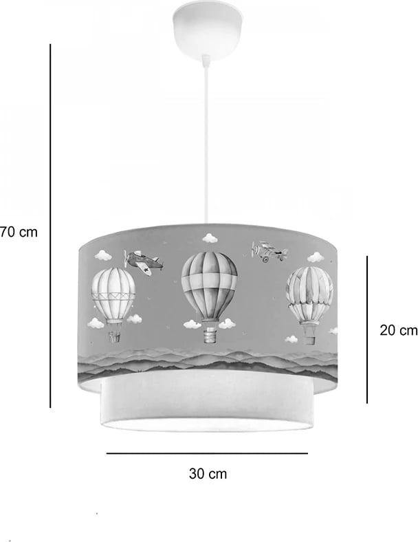 Llambë tavani për fëmijë Balon, ngjyrë jeshile-krem, D30x20cm