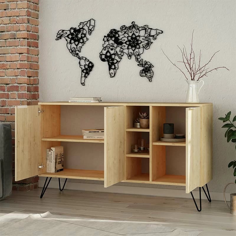 Bufe Clara, ngjyrë lisi e çelët, 142x35.5x83cm