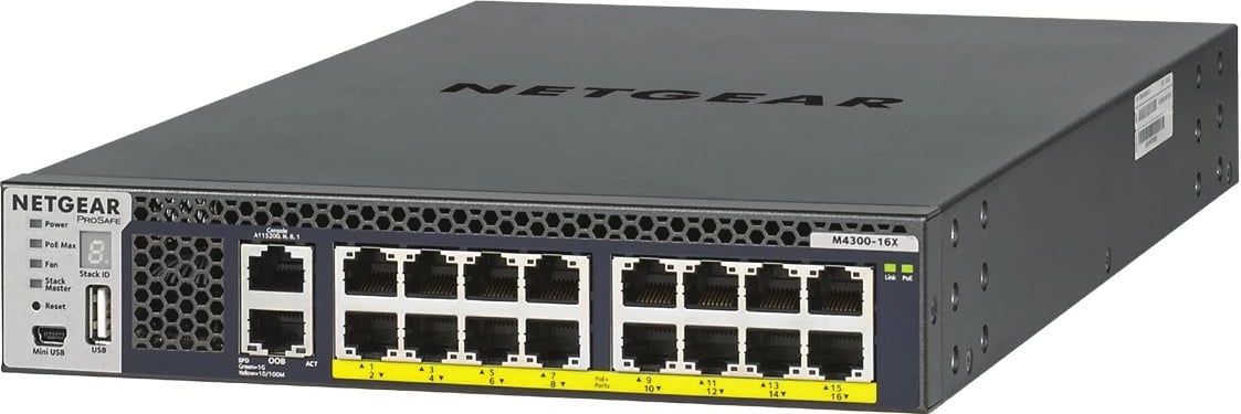Switch NETGEAR M4300-16X, Managed, L3, 10G Ethernet, PoE, Rack mounting, 1U