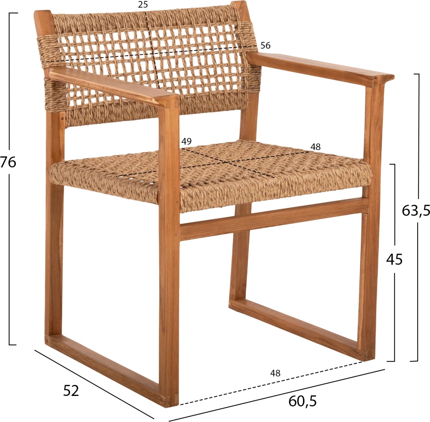 Karrige NARLEY FH9824 dru tik - litar sintetik, ngjyrë natyrale, 61x53x76H cm
