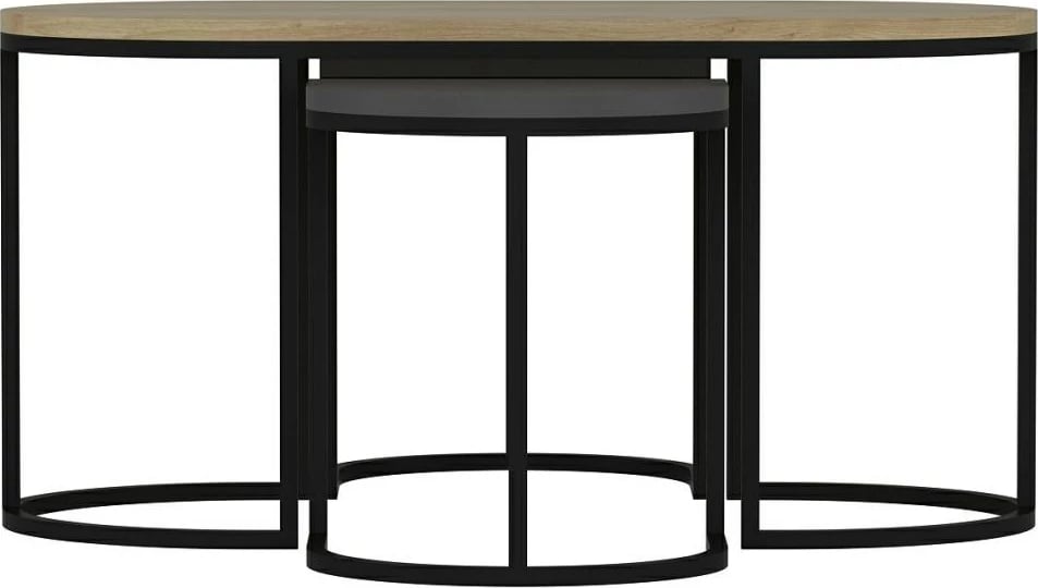 Set tavolinash të vendosshme Hanah Home, Dena, antracit dhe lis, 3 copë
