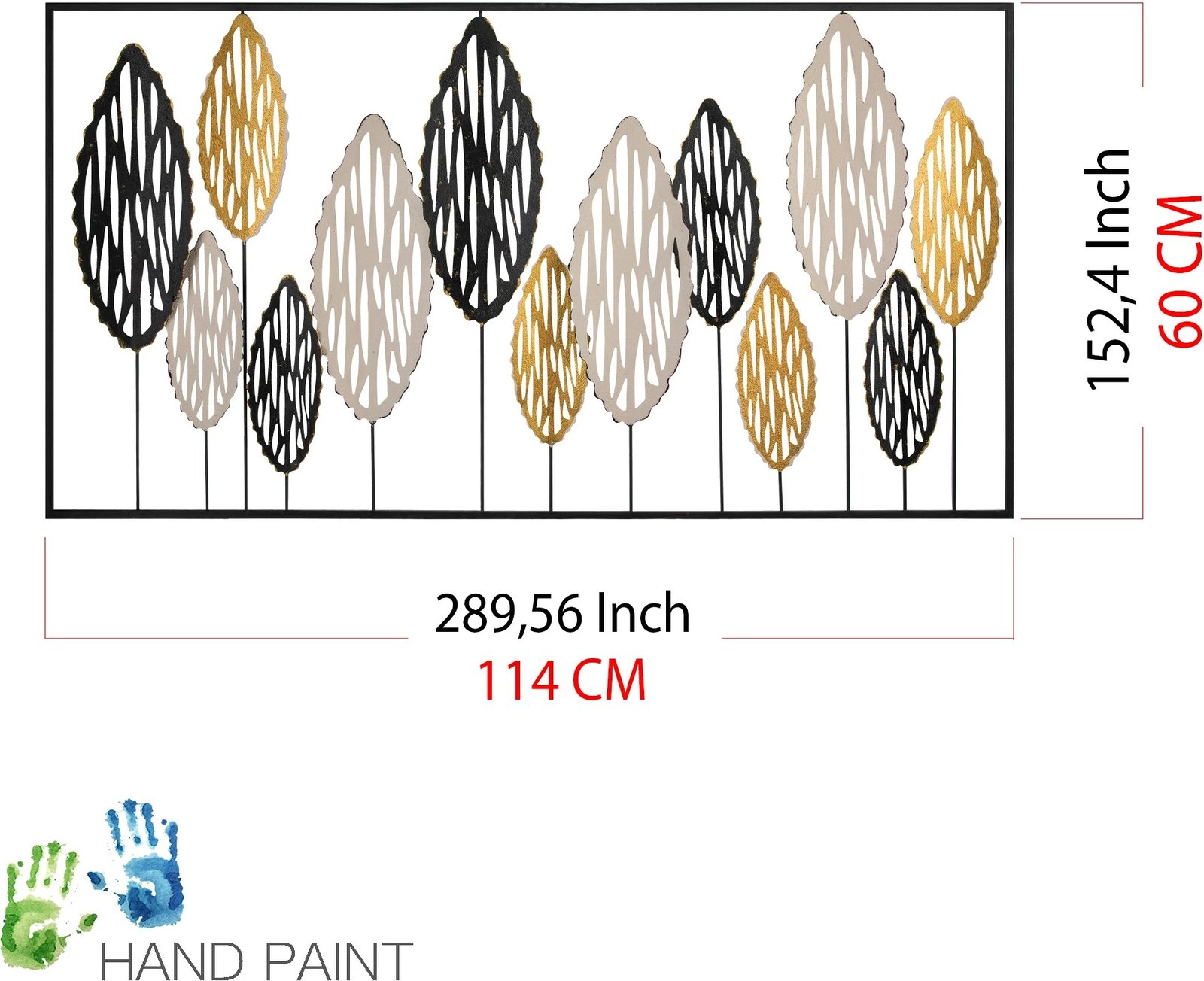 Aksesor dekorativ metalik për mur Wallity, Best - 1, shumëngjyrësh, 114x4x60cm