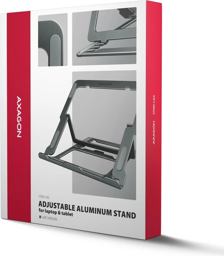 Mbajtëse laptopi/tableti, AXAGON STND-LAG, 10–17.3", 8 pozicione të rregullueshme, alumin, gri