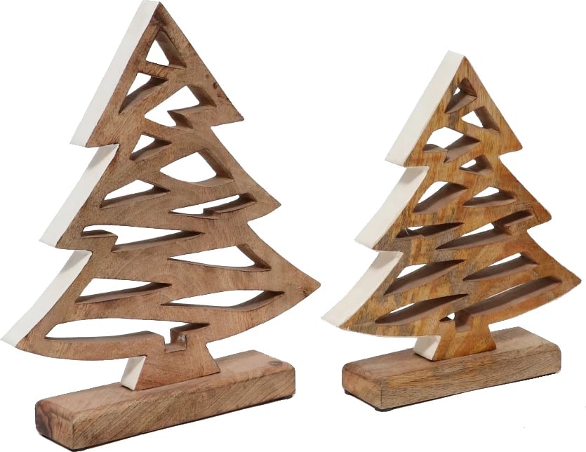 Dekor pemë druri për Krishtlindje, dru mango, natyrale e bardhë, 16x6x20cm Dekor pemë druri për Krishtlindje, dru mango, natyrale e bardhë, 16x6x20cm