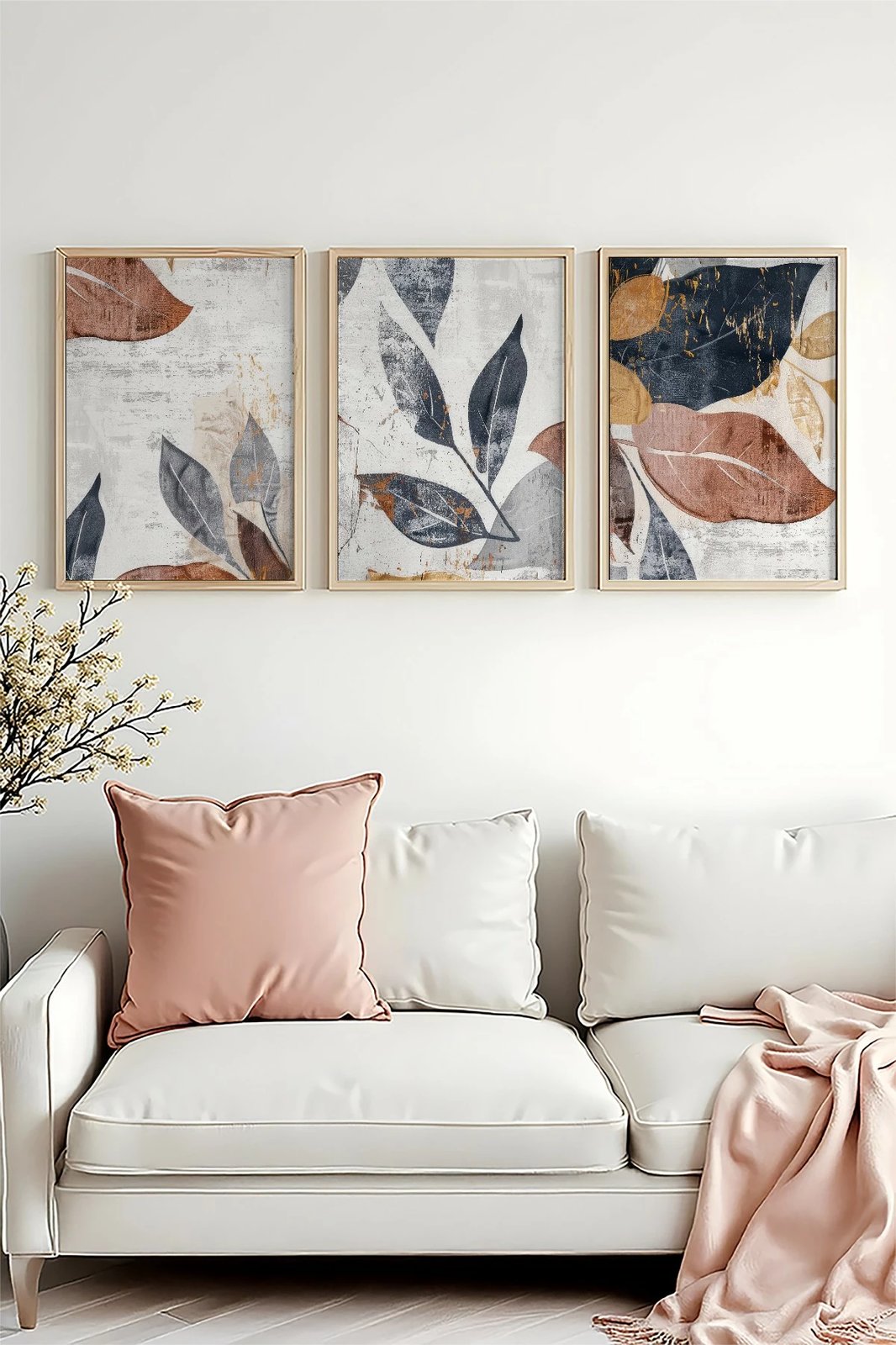 Pikturë dekorative me kornizë, MDF, 3 pjesë, Wallity, Huhu467, 30x40cm