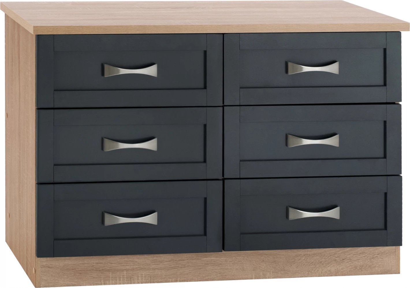 Komodinë dhome gjumi - Sirtar FH317.04 me 6 sirtarë Sonama-Gri 120x40x76cm