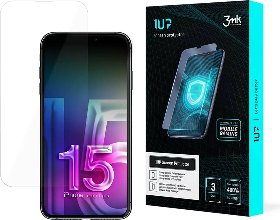 Mbrojtës ekrani 3mk 1UP për iPhone 15 Pro, set 3 copë