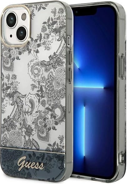 Mbështjellës Guess Porcelain Collection për iPhone 14 Plus 6.7", Gri