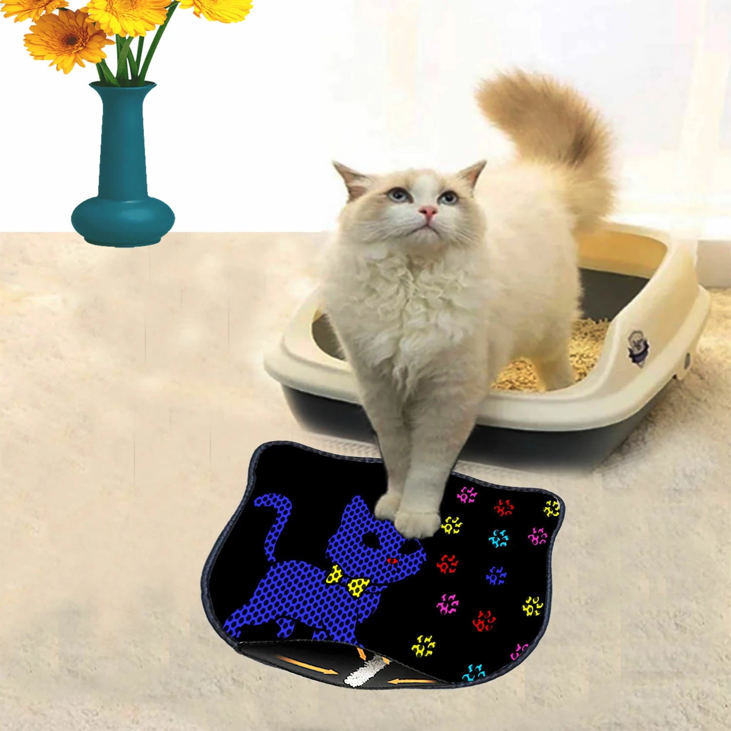 Tapet për rërë mace, shumëngjyrësh, Paws & Whiskers, Kdkafa0103, 40x50cm