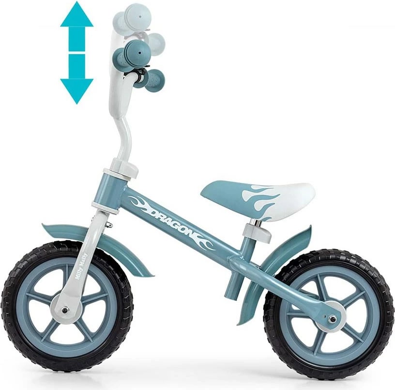 Biçikletë balancuese fëmijësh, MILLY MALLY Dragon, rrota 10", konstruksion çeliku i lehtë, gri