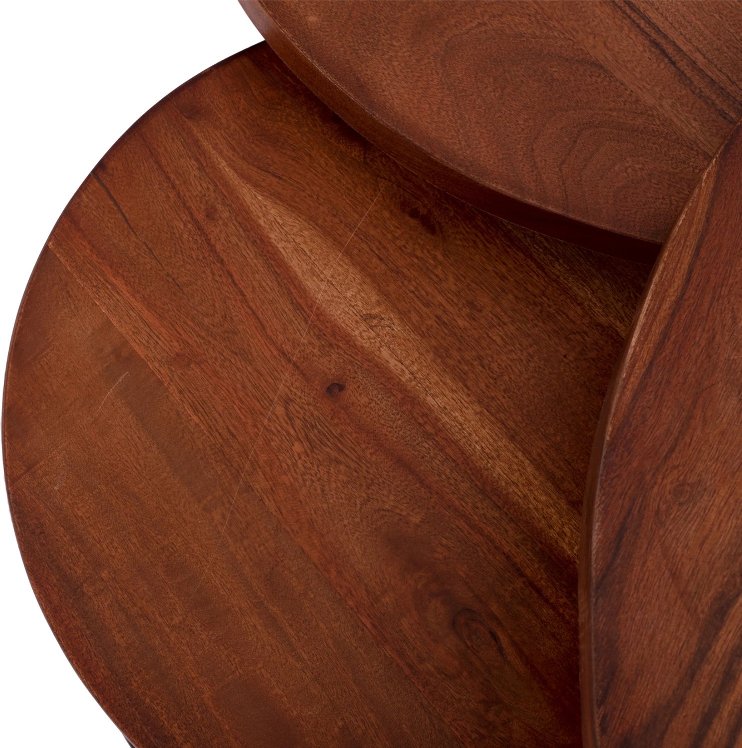 Set 3 tavolina zigon, dru akacie, këmbë metalike të zeza, 78x78x47cm Set 3 tavolina zigon, dru akacie, këmbë metalike të zeza, 78x78x47cm