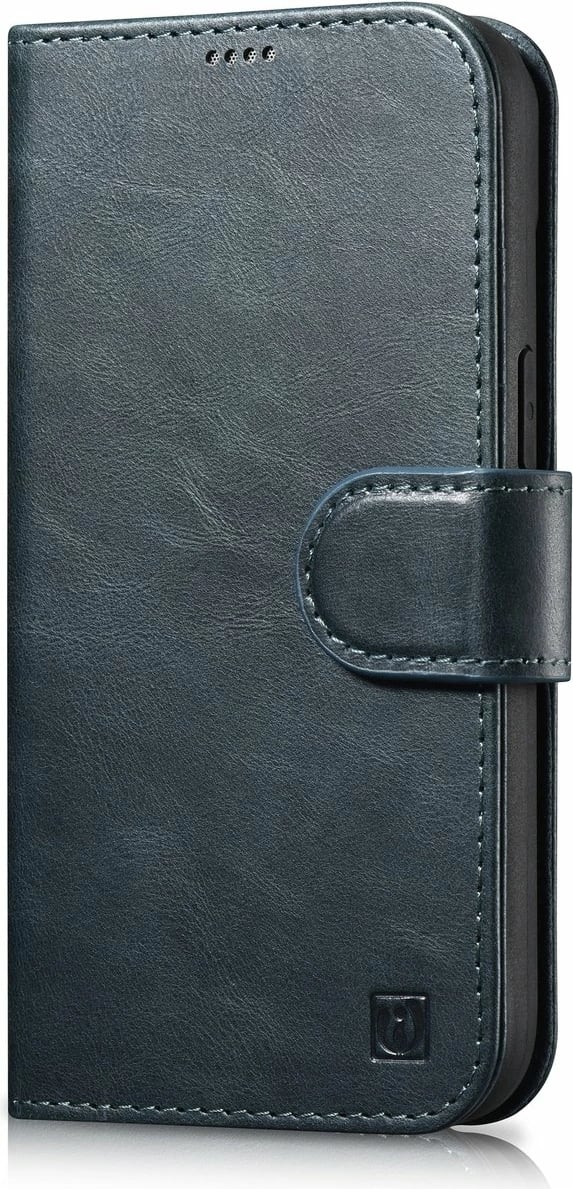 Mbështjellës iCarer Oil Wax Wallet 2in1 për iPhone 14 Plus, lëkurë, Anti-RFID, Blu