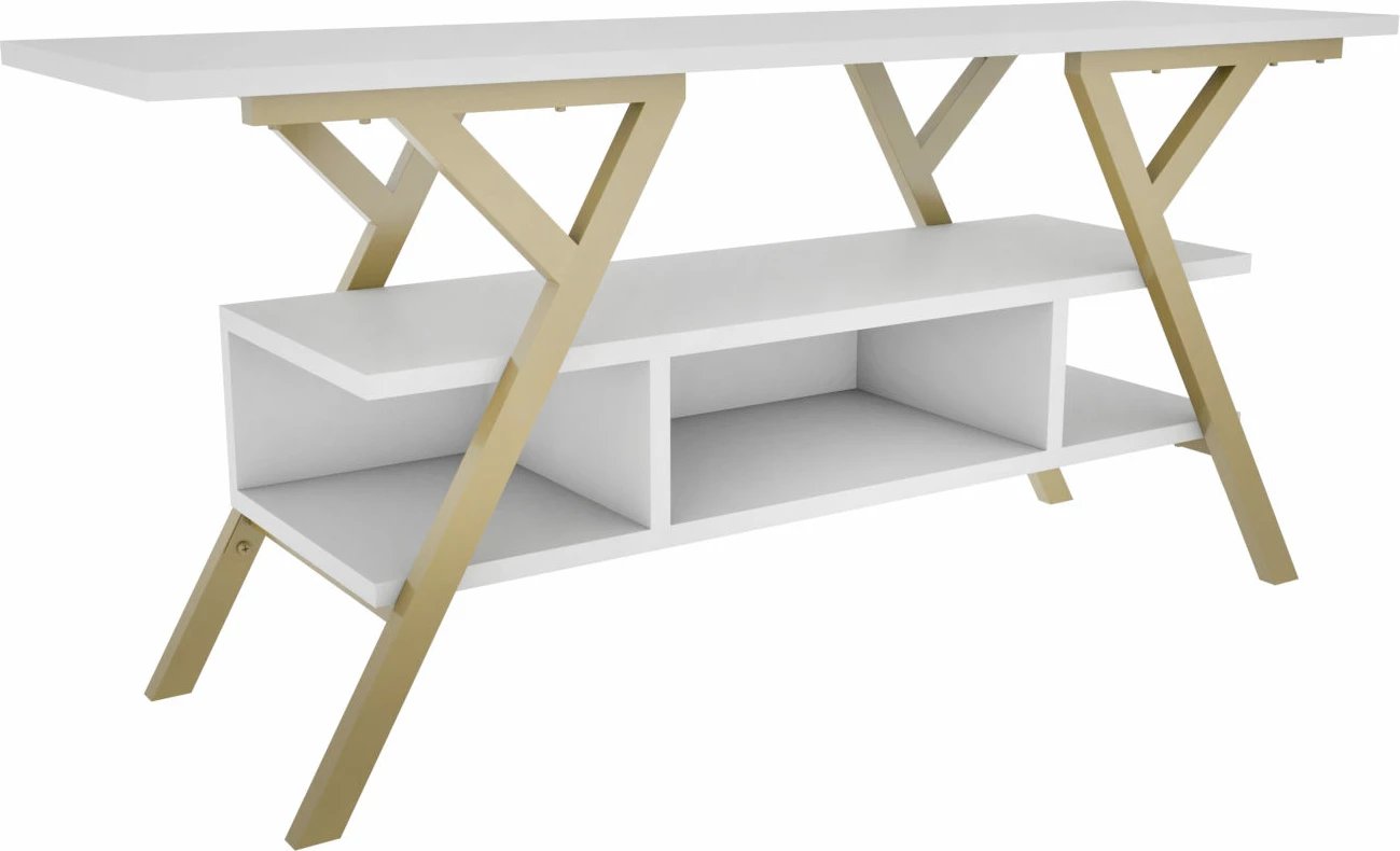 Komodë TV Skye Decor, Minerva, ngjyrë ari dhe e bardhë