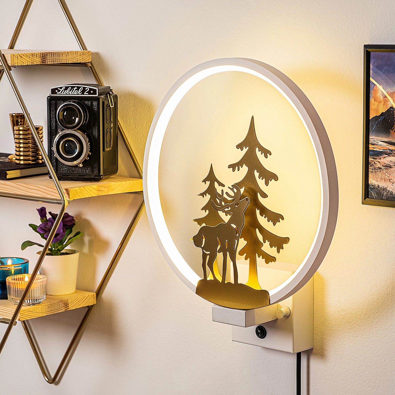 Llambë muri Opviq, XMAS32, e bardhë dhe ari