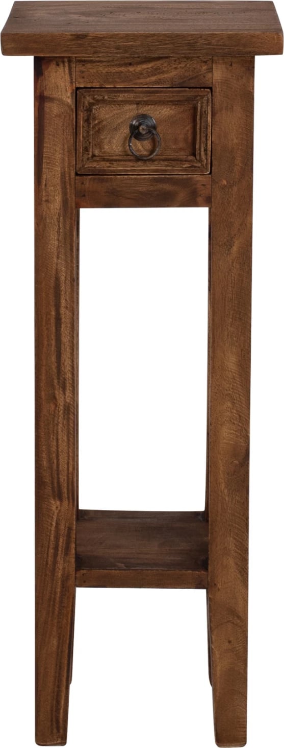 Tavolinë anësore prej druri mahogany me sirtar, ngjyrë natyrale, 25x25x66,5H cm, FH9484.01