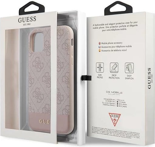 Mbështjellës Guess 4G Stripe për iPhone 11/XR 6.1", Rozë