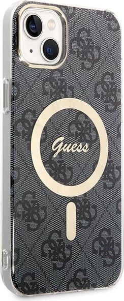 Set mbështjellës Guess GUBPP14MH4EACSK me karikues wireless për iPhone 14 Plus 6.7", zi, 4G Print, MagSafe