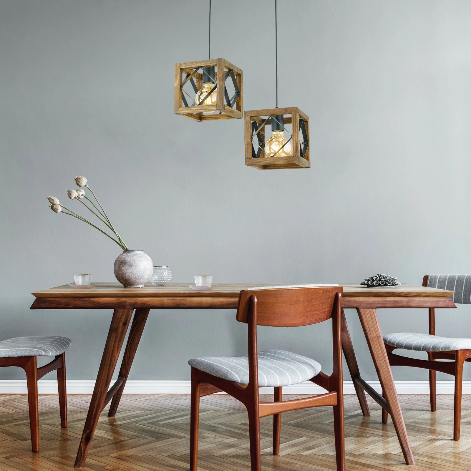 Llambë tavani Opviq, Zikzak 2 copë, dru panje, ngjyrë arre dhe e zezë