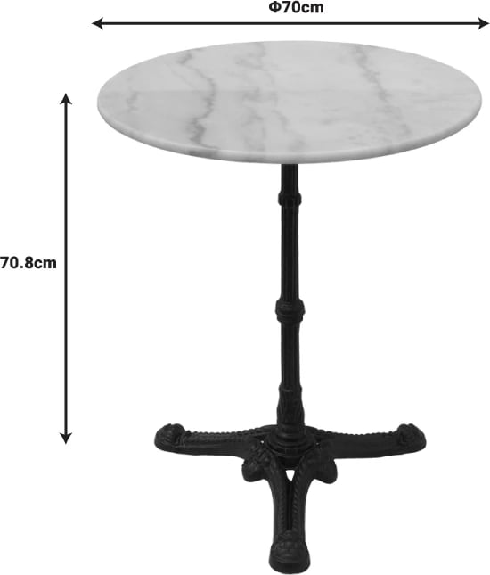 Tavolinë mermeri Ankara, hekur i derdhur, ngjyrë bardhë-e zezë, Φ70x70.8cm