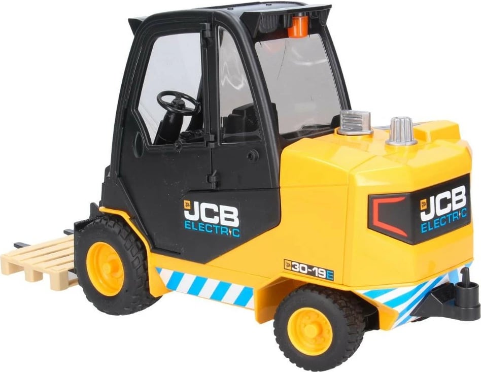 Lodër forklift BRUDER JCB me ngarkues teleskopik dhe paletë, 1:16, verdhë/zezë