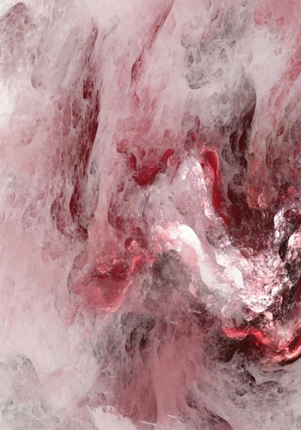 Pikturë dekorative BREKEN, kanavacë, ngjyrë e kuqe, e bardhë, rozë, 60x90x3cm