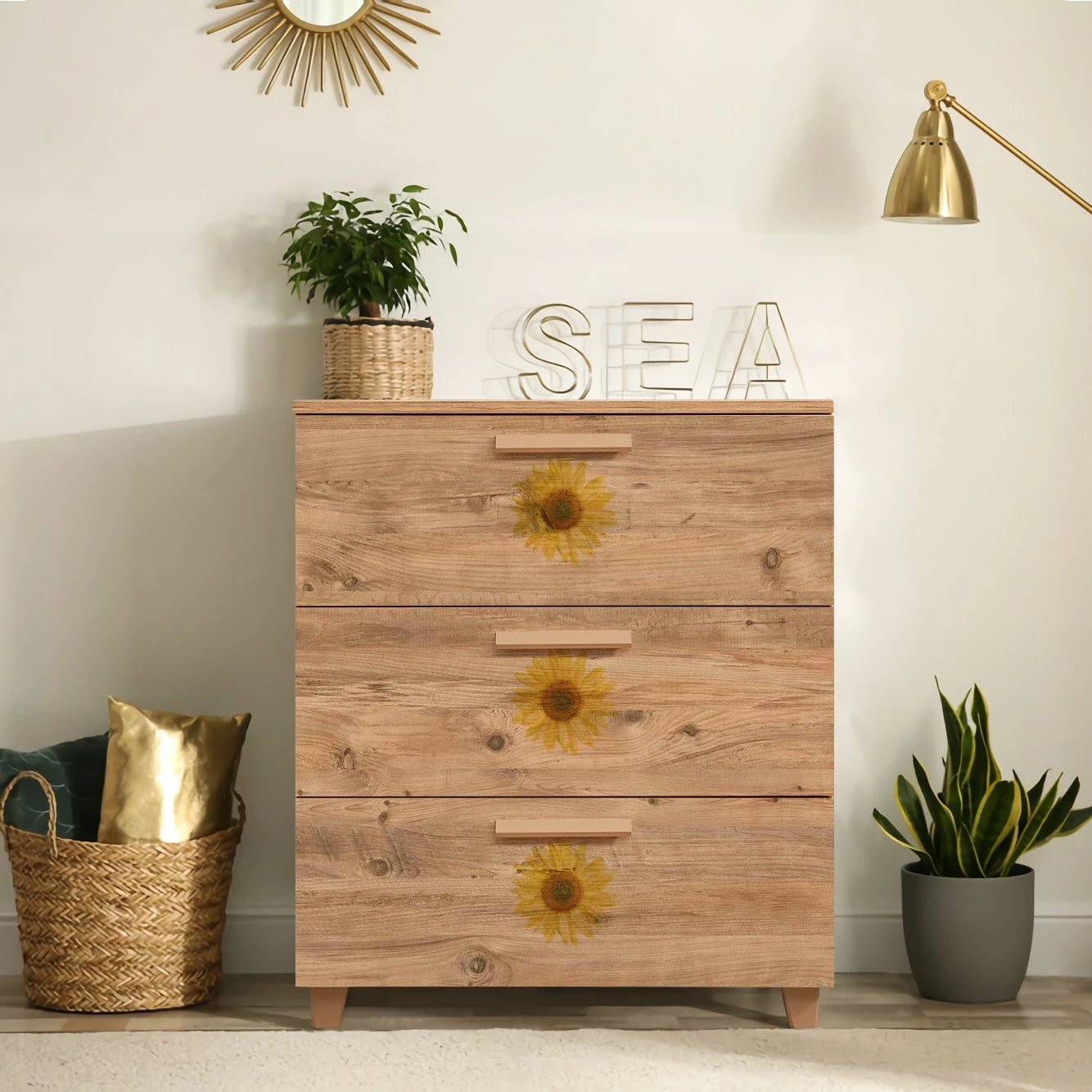 Komodë dekorative Skye Decor, Leva Gravis Seed, ngjyrë Atlantic Pine