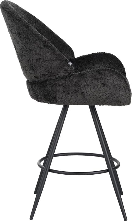 Karrige për bar Morea rrotulluese, ngjyrë e zezë, këmbë metalike të zeza, 68x66x82.5cm